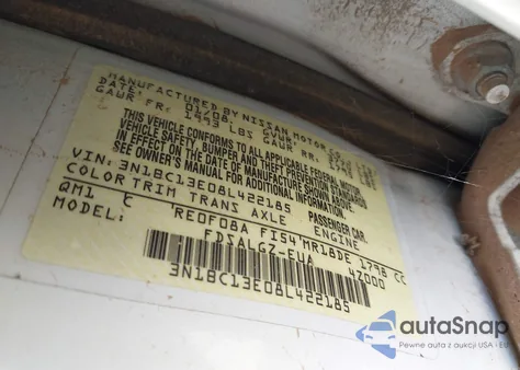 2008 Nissan Versa 1.8Sl from USA, damaged, VIN 3N1BC13E08L422185